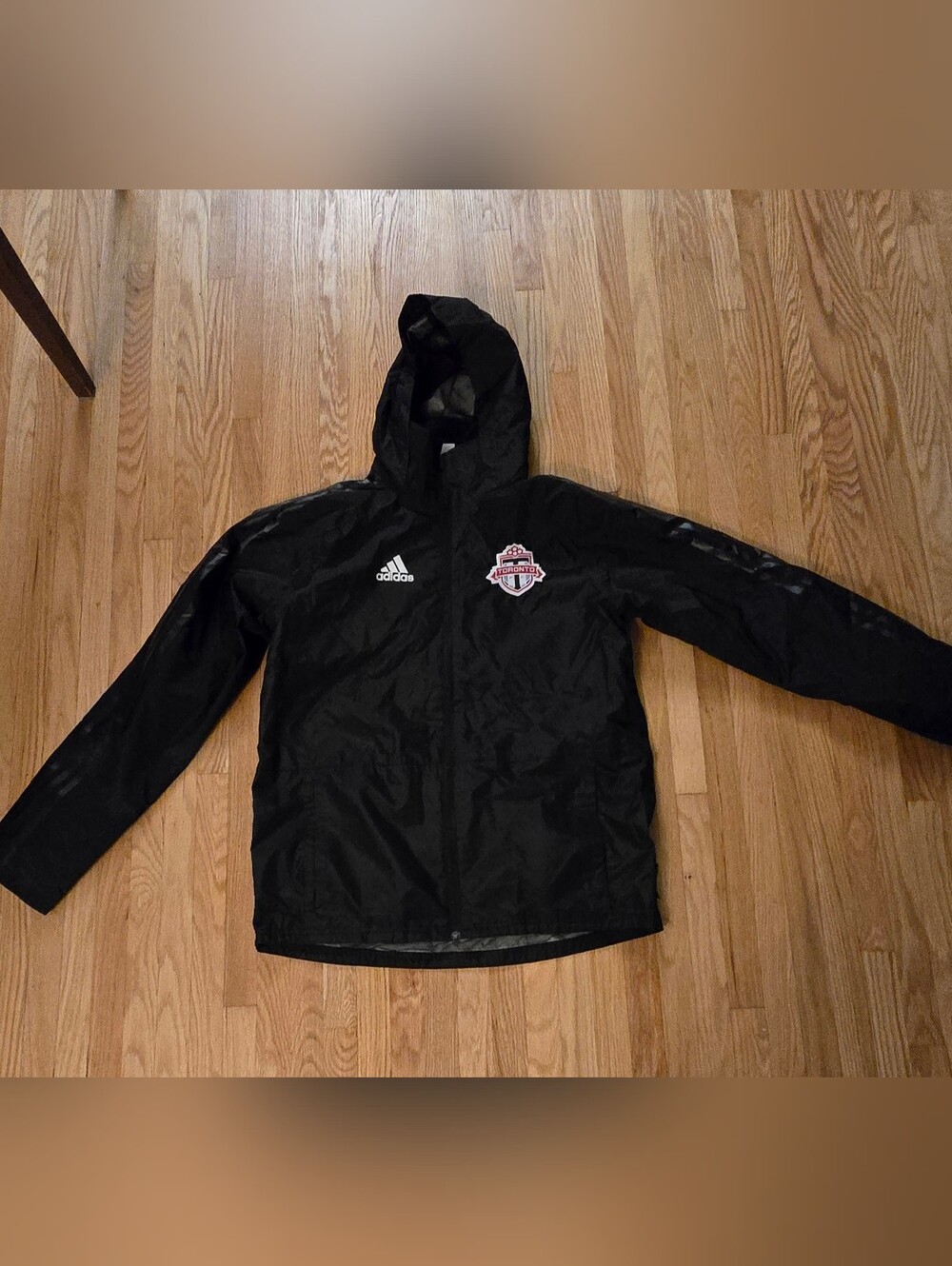 Adidas Black Mens/Unisex Hooded Rain Jacket with Toronto FC Team Crest (Soccer)